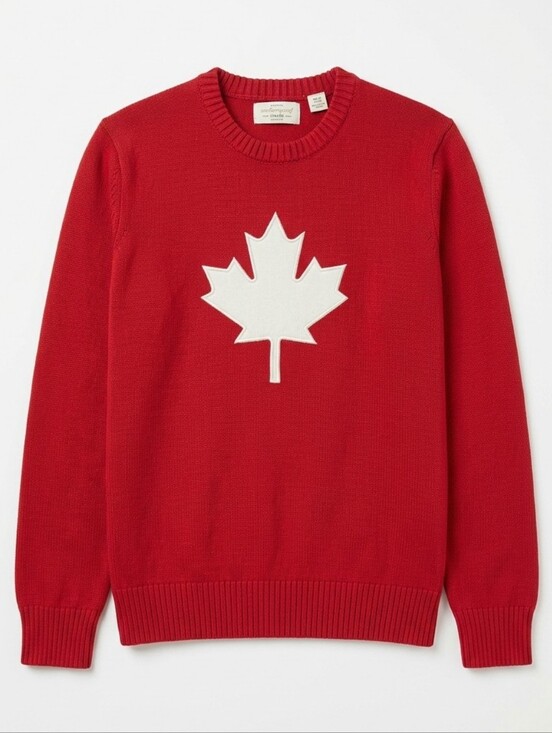 Original Weatherproof Vintage Sweaters - Red Maple Leaf 100% Cotton Women's Crewneck Sweater NWT Size Medium Canada Day